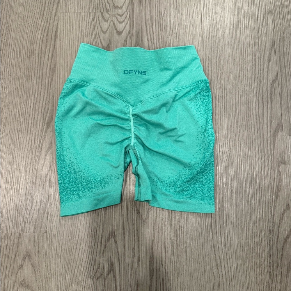Seamless High-Waist Bike Shorts - Teal - Picture 2 of 2